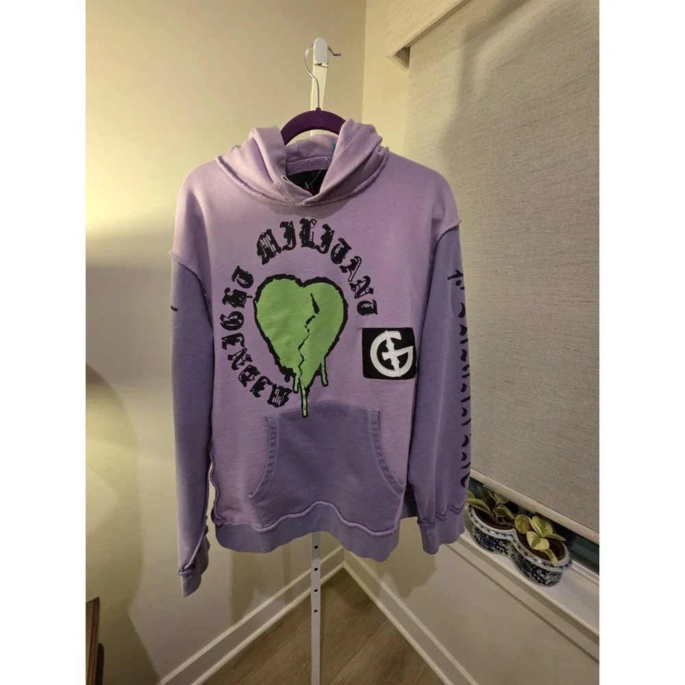GALA‎ Hoodie Mens XL Purple Green Graphic Streetwear Y2K